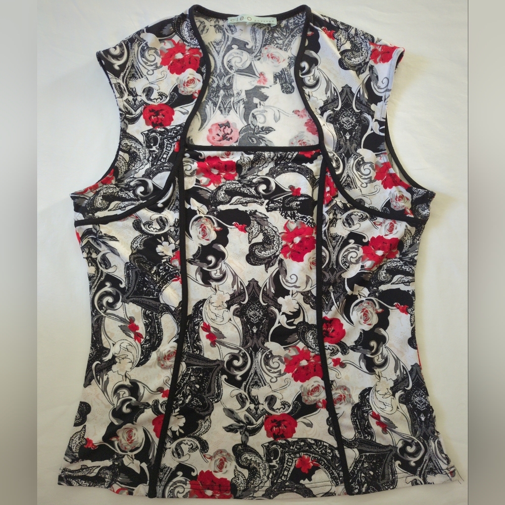 Vintage Y2K Cleo Square Neckline Tank Top Medium Large Floral Pattern